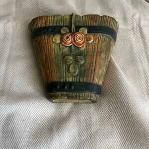 Vintage Weller Art Pottery Woodrose 1920s Wall Pocket Vase (floral)